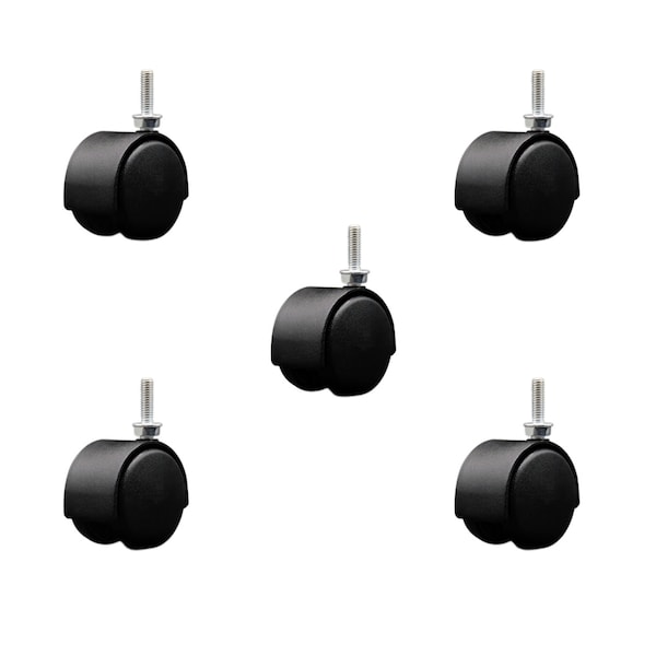 Service Caster 2'' Black Metal Hood Twin Wheel Caster Nylon Wheels 5/16 Thread Stem, 5PK SCC-TS02S50D-NYS-FB-5161810-5 - main
